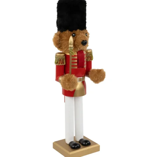 Discount Plush Teddy Bear Soldier Christmas Nutcracker - 14" - Red and Gold Nutcrackers