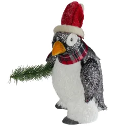 Hot Plush Winter Penguin with Pine Branch Christmas Figure - 13" Animals
