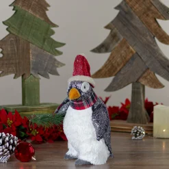 Hot Plush Winter Penguin with Pine Branch Christmas Figure - 13" Animals