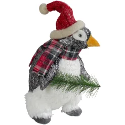Hot Plush Winter Penguin with Pine Branch Christmas Figure - 13