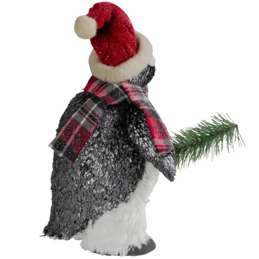 Hot Plush Winter Penguin with Pine Branch Christmas Figure - 13" Animals