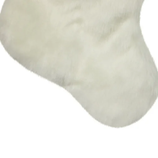 Discount Polar Bear Faux Fur Christmas Stocking with Pom Poms - 20.5" - White Stockings