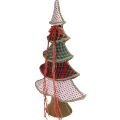 Online Polka Dot and Plaid Christmas Tree with Ribbon Bow Decoration - 31.5" Trees