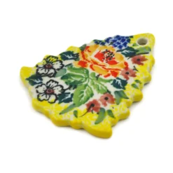Online Polmedia Polish Pottery Christmas Tree Pendant 3" Copper Rose Meadow Collectibles