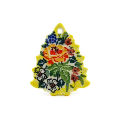 Online Polmedia Polish Pottery Christmas Tree Pendant 3" Copper Rose Meadow Collectibles