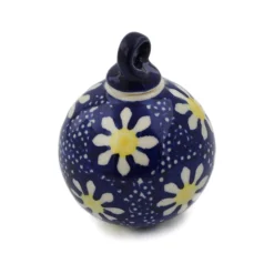 New Polmedia Polish Pottery Christmas Ball Ornament 3" Daisy Collectibles