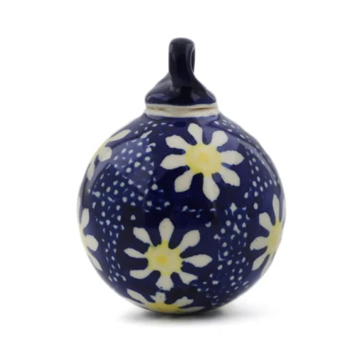 New Polmedia Polish Pottery Christmas Ball Ornament 3" Daisy Collectibles