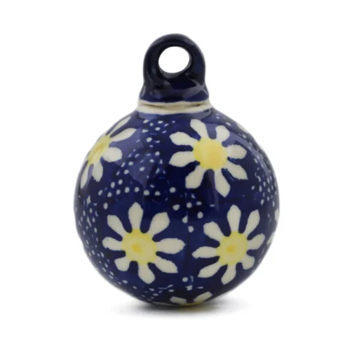 New Polmedia Polish Pottery Christmas Ball Ornament 3" Daisy Collectibles