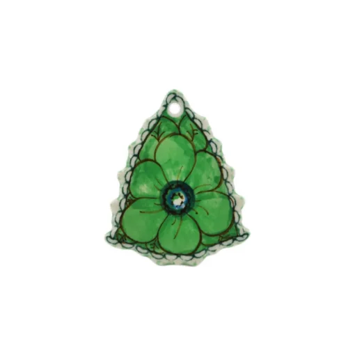 Outlet Polmedia Polish Pottery Christmas Tree Pendant 3" Green Pansies Collectibles
