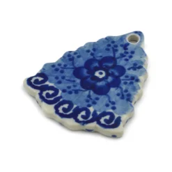 Discount Polmedia Polish Pottery Christmas Tree Pendant 3" Dancing Blue Poppies Collectibles