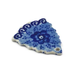 Discount Polmedia Polish Pottery Christmas Tree Pendant 3" Dancing Blue Poppies Collectibles