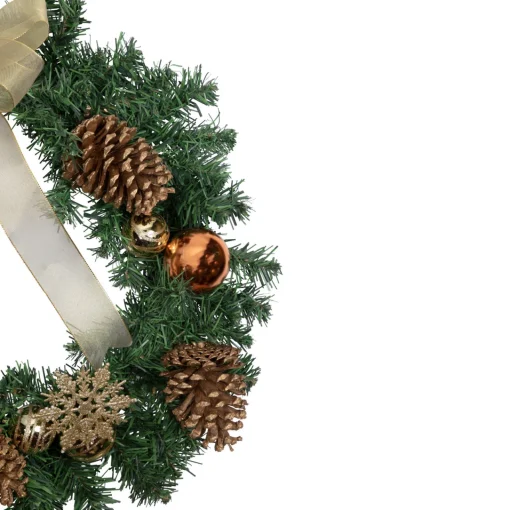 Online Pre-Decorated Ball Ornaments and Bow Artificial Christmas Wreath - 24" - Unlit Pre Decorated