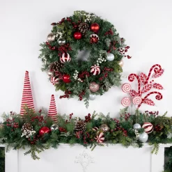 Online Pre-Decorated Ornaments and Pinecones Artificial Christmas Garland - 7' x 14" - Unlit Unlit