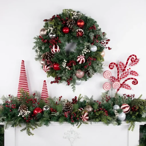 Online Pre-Decorated Ornaments and Pinecones Artificial Christmas Garland - 7' x 14" - Unlit Unlit