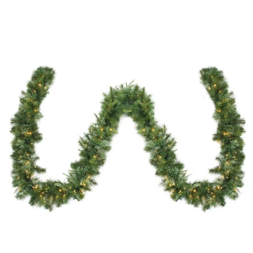 Pre-Lit Ashcroft Cashmere Pine Commercial Christmas Garland - 50' x 14" - Clear LED Lights Commercial