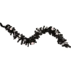Pre-Lit Battery Operated Black Pine Artificial Christmas Garland - 6' x 10" - Cool White LED Lights Pre Decorated