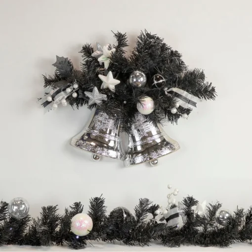 Pre-Lit Battery Operated Black Pine Artificial Christmas Garland - 6' x 10" - Cool White LED Lights Pre Decorated