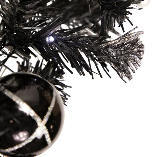 Pre-Lit Battery Operated Black Pine Artificial Christmas Garland - 6' x 10" - Cool White LED Lights Pre Decorated