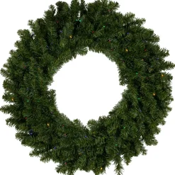 Discount Pre-Lit Battery Operated Canadian Pine Christmas Wreath - 30" - Multi-Color LED Lights Pre Lit