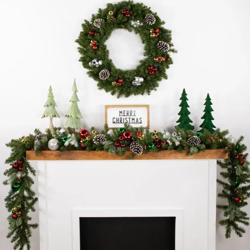 Discount Pre-Lit Battery Operated Canadian Pine Christmas Wreath - 30" - Multi-Color LED Lights Pre Lit