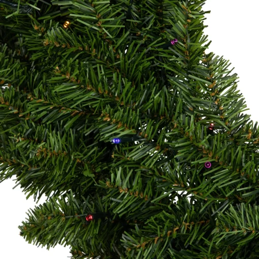 Discount Pre-Lit Battery Operated Canadian Pine Christmas Wreath - 30" - Multi-Color LED Lights Pre Lit