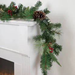 Hot Pre-Lit Battery Operated Decorated Artificial Christmas Garland - 6' x 9" - LED Cool White Lights Pre Decorated