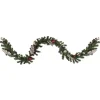 Pre-Lit Battery Operated Decorated Green Pine Christmas Garland - 9' - Warm White LED Lights Pre Decorated