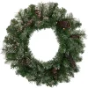 Clearance Pre-Lit Battery Operated Frosted Pine Christmas Wreath - 24" - Warm White LED Lights Pre Decorated
