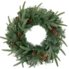 Sale Pre-Lit Battery Operated Mixed Pine and Pine Cone Christmas Wreath - 24" - Warm White LED Lights Pre Lit