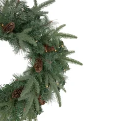 Sale Pre-Lit Battery Operated Mixed Pine and Pine Cone Christmas Wreath - 24