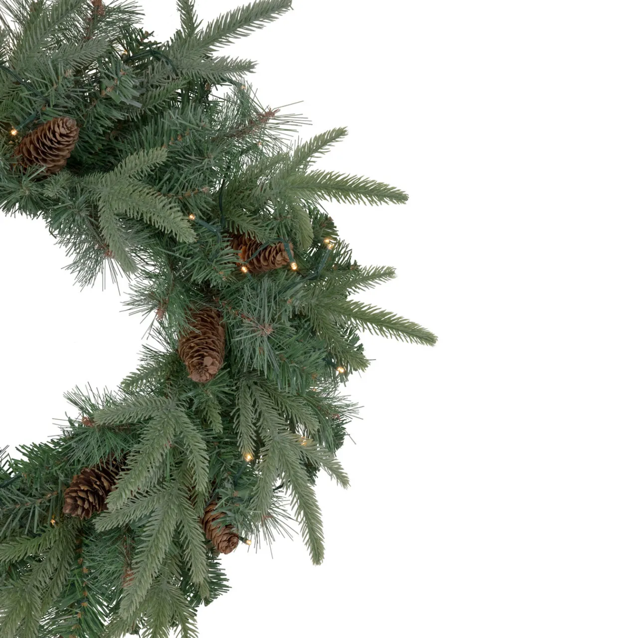 Sale Pre-Lit Battery Operated Mixed Pine and Pine Cone Christmas Wreath - 24" - Warm White LED Lights Pre Lit