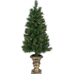 Discount Pre-Lit Battery Operated Norwich Pine Artificial Christmas Entryway Set - 5-Piece - Clear Lights Pre-Lit