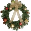 Clearance Pre-Lit Battery Operated Pine Cone and Gifts Christmas Wreath - 24" - Warm Clear LED Lights Pre Decorated