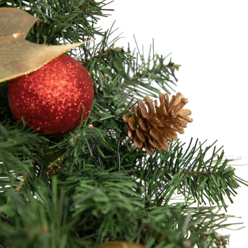 Clearance Pre-Lit Battery Operated Pine Cone and Gifts Christmas Wreath - 24" - Warm Clear LED Lights Pre Decorated
