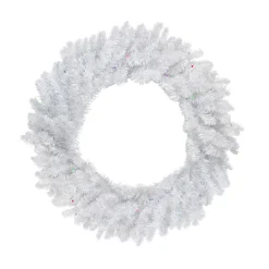 New Pre-Lit Battery Operated Snow White Christmas Wreath - 30" - Multicolor LED Lights Pre Lit