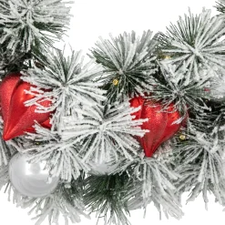 Pre-Lit Battery Operated Snowy Bristle Pine Christmas Wreath - 24