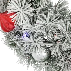 Clearance Pre-Lit Battery Operated Snowy Bristle Pine Christmas Wreath - 24