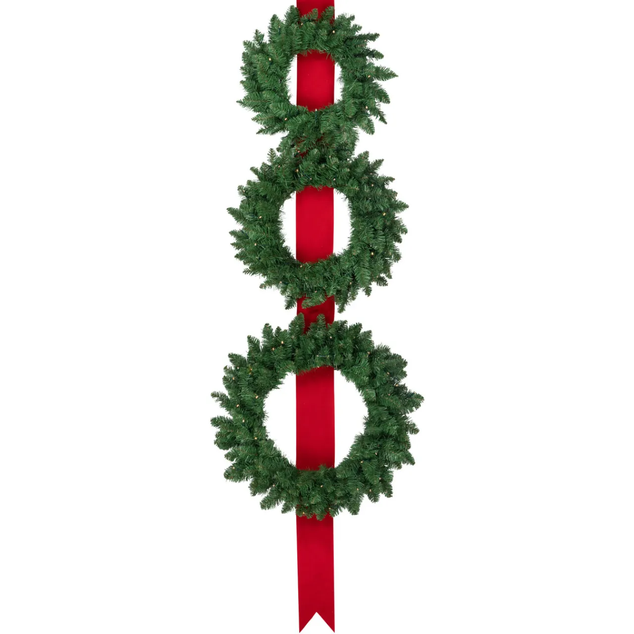 Clearance Pre-Lit Battery Operated Wreath Trio Christmas Decoration - 6.5' - Clear LED Lights Pre Lit