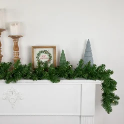 Outlet Pre-Lit Battery operated Whitmire Pine Christmas Garland - 9' x 10" - Warm White LED Lights Pre Lit