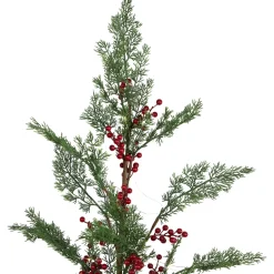 Hot Pre-Lit Berries and Pine Artificial Potted Christmas Tree - 3' - Warm White LED Lights Potted