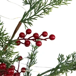 Hot Pre-Lit Berries and Pine Artificial Potted Christmas Tree - 3' - Warm White LED Lights Potted