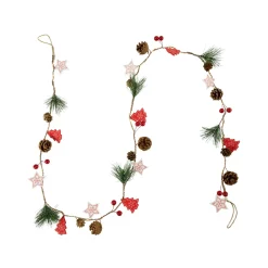 Pre-Lit B/O Tree, Star, and Pinecone Christmas Garland - 6.5' - Warm White Pre Lit