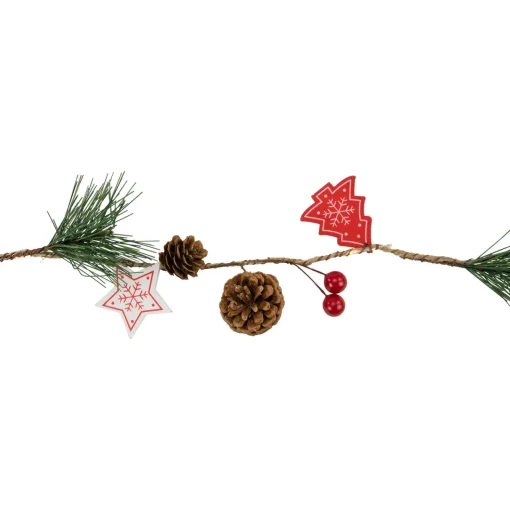 Pre-Lit B/O Tree, Star, and Pinecone Christmas Garland - 6.5' - Warm White Pre Lit