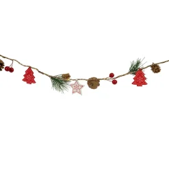 Pre-Lit B/O Tree, Star, and Pinecone Christmas Garland - 6.5' - Warm White Pre Lit