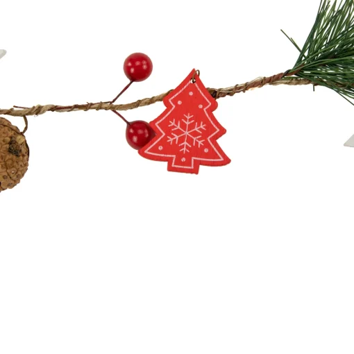 Pre-Lit B/O Tree, Star, and Pinecone Christmas Garland - 6.5' - Warm White Pre Lit