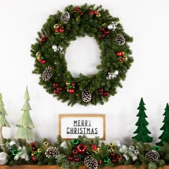 Clearance Pre-Lit Canadian Pine Artificial Christmas Wreath - 30