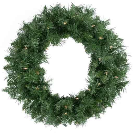 Best Pre-lit Chatham Pine Artificial Christmas Wreath, 24-Inch, Clear Lights Pre Lit