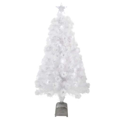 Pre-Lit Color Changing Fiber Optic Artificial Christmas Tree - 4' - White - Multicolor LED Lights Fiber Optic