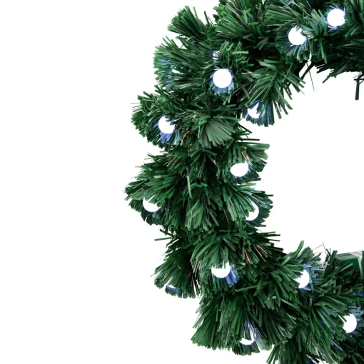 Online Pre-Lit Color Changing Fiber Optic Globe Lights Artificial Christmas Wreath, 12-Inch Pre Lit