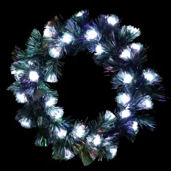 Online Pre-Lit Color Changing Fiber Optic Globe Lights Artificial Christmas Wreath, 12-Inch Pre Lit